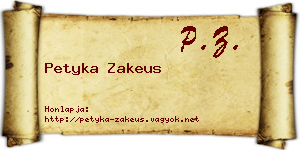 Petyka Zakeus névjegykártya